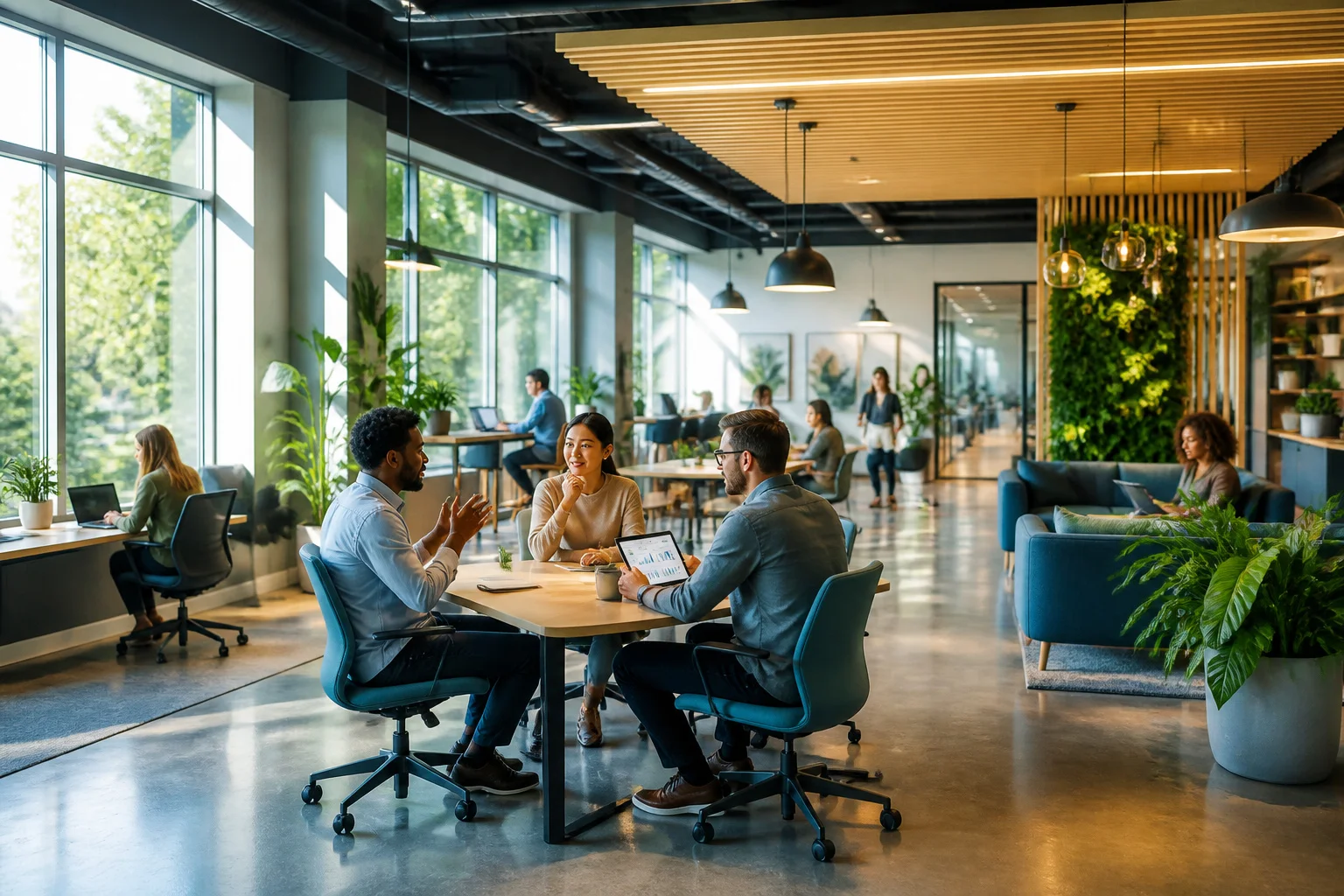 Espace de coworking moderne et lumineux