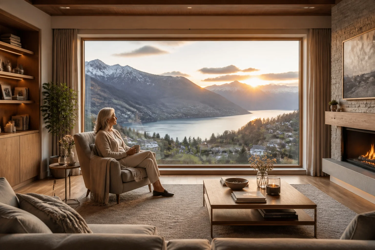 Retraite paisible en suisse au coucher du soleil