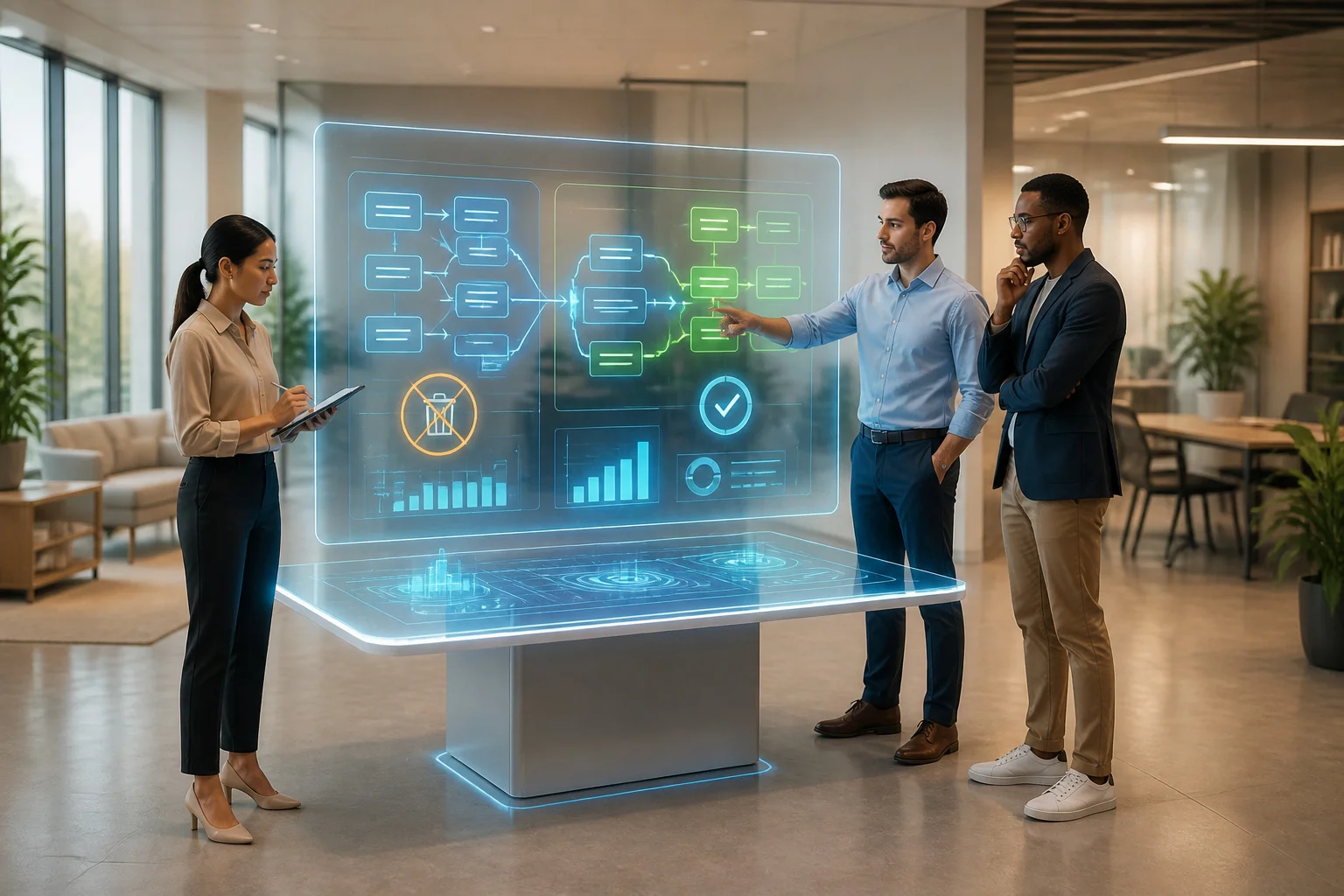 Collaboration et innovation dans un bureau moderne